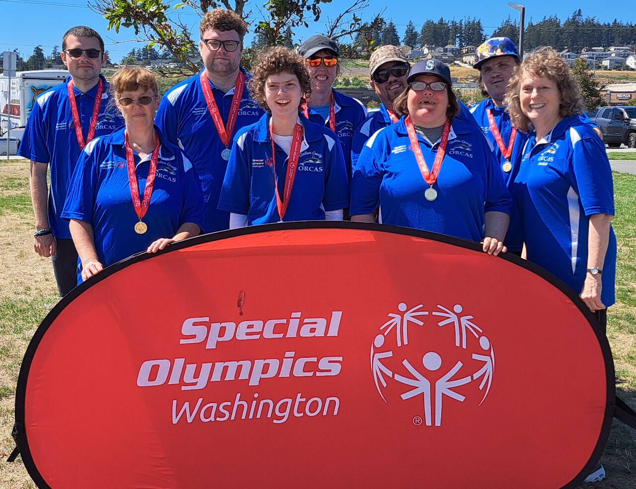 Photo courtesy of Clallam County Orcas / The Clallam County Orcas, athletes from Sequim and Port Angeles Special Olympics teams, celebrate earning gold and silver medals from the recent Whidbey Island Bocce Tournament. The Orcas competed against athletes from Anacortes, Bremerton, North Sound and Whidbey Island. Everyone had a wonderful time and all Clallam County athletes came home with either gold or silver medals, a team representative said. The Orcas would like to extend a special thank you to Whidbey Island Special Olympics for their gracious hospitality in hosting the tournament. We are looking forward to next year.