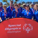 Photo courtesy of Clallam County Orcas / The Clallam County Orcas, athletes from Sequim and Port Angeles Special Olympics teams, celebrate earning gold and silver medals from the recent Whidbey Island Bocce Tournament. The Orcas competed against athletes from Anacortes, Bremerton, North Sound and Whidbey Island. Everyone had a wonderful time and all Clallam County athletes came home with either gold or silver medals, a team representative said. The Orcas would like to extend a special thank you to Whidbey Island Special Olympics for their gracious hospitality in hosting the tournament. We are looking forward to next year.