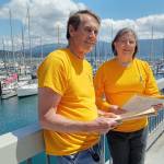 Photo courtesy of Sequim Bay Yacht Club
Reviewing the chart for the Sept. 21 Reach & Row for Hospice sailing regatta that raises funds for Volunteer Hospice of Clallam County are Sequim Bay Yacht Club sailing captain John Thompson, left, and Commodore Lisa OKeefe, both Sequim-based sailors.