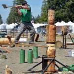 Photo by Keith Thorpe/Olympic Peninsula News Group
Patrick Mahoney of Raymond takes aim at his wooden target during the springboard chop competition during the logging show in the grandstands arena of the Clallam County Fair in Port Angeles on Aug. 17.