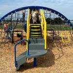 Sequim Gazette photo by Matthew Nash/ Helen Haller Elementarys Crab Trap playground equipment features several climbing and exploration opportunities for children.