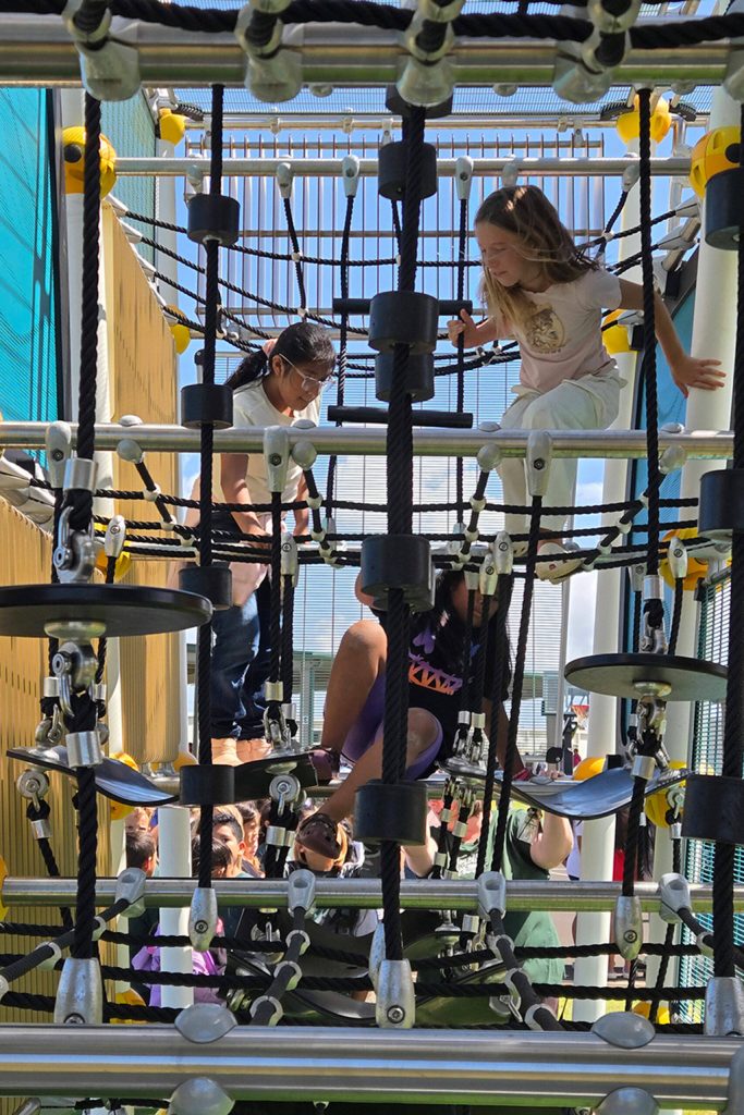 Children enjoy playing on the Wagga Wagga playground set by Berliner in Lahaina, HI. Its the first of its kind installed in the world, and it was donated by Berliner playground partners like Danielle Patterson of Sequim. She helped coordinate the donation after August 2023 wildfires displaced students at King Kamehameha III Elementary School and their new temporary school did not have a playground.