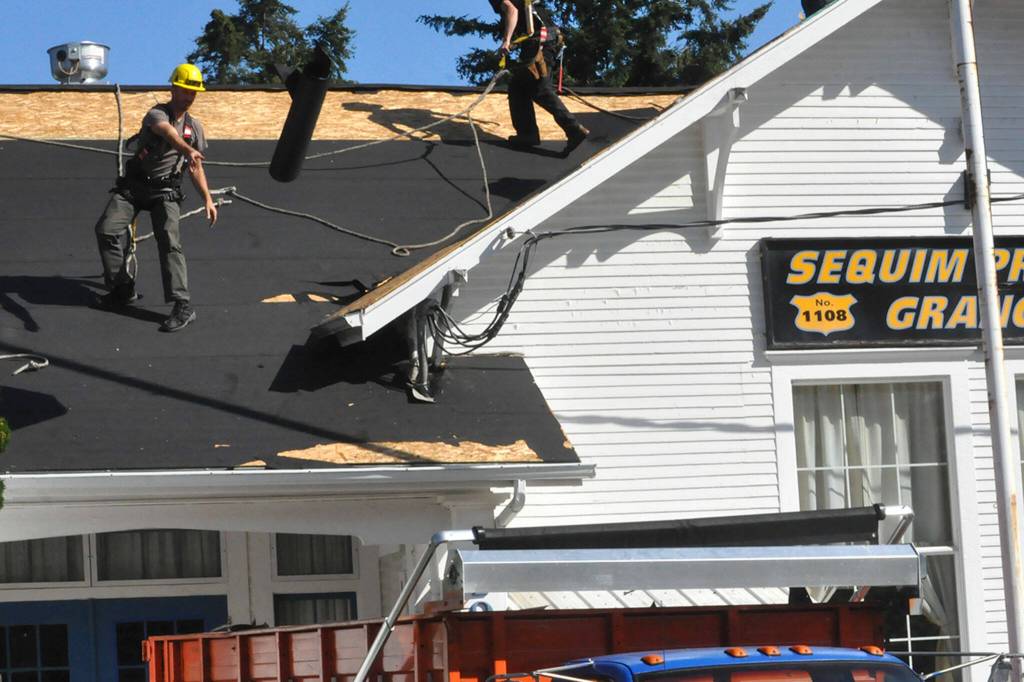 Sequim Gazette photo by Matthew Nash
Replacement of the roof, fixing the foundation, and more at the Sequim Prairie Grange was made possible by a donation by the late Frances J. Lyon of Sequim who donated a sizable amount in her will to the buildings repair.