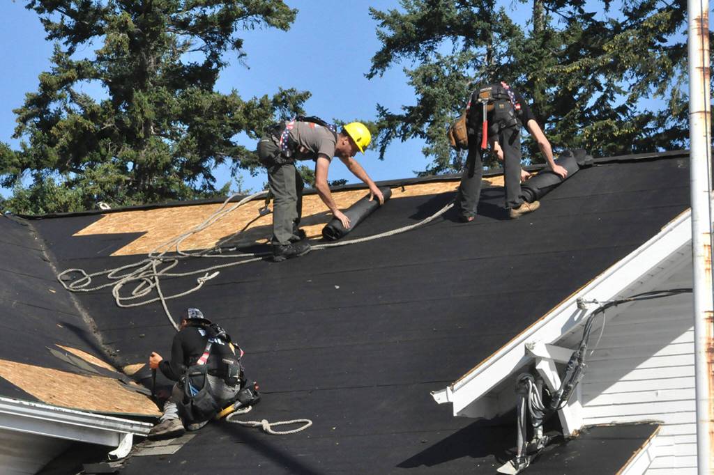 Sequim Gazette photo by Matthew Nash
Replacement of the roof, fixing the foundation, and more at the Sequim Prairie Grange was made possible by a donation by the late Frances J. Lyon of Sequim who donated a sizable amount in her will to the buildings repair.