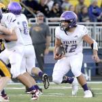 Sequims Liam Wiker (12) made the all-Olympic League second team as a running back in 2023, and returns this fall to anchor the Wolves backfield.