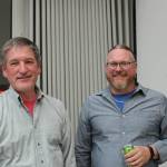 Photo courtesy of Peninsula Singers
Jon Stafford, right, the new director/conductor for the Peninsula Singers, talks with accompanist Mark Johnson.