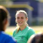 New Sequim High girls soccer coach Haley Sue Freeman talks with her players in a preseason practice on Sept. 3. The assignment is the first head coach experience for Freeman, who previously was an assistant at Eatonville.