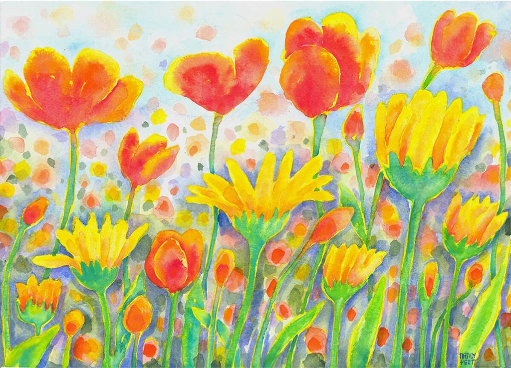 Artwork courtesy of Nancy Peet / Field of Flowerful by Nancy Peet, a featured artist at the Blue Whole Gallery in October.