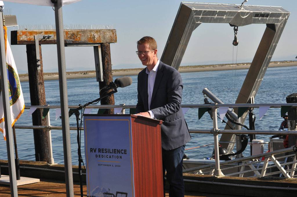 Sequim Gazette photo by Matthew Nash/ Congressman Derek Kilmer said on Sept. 5 that with investments like (RV Resilience, the first hybrid vessel for the Department of Energy) all of us can have more hope for the future.