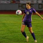 Sequim Gazette photo by Michael Dashiell / Sequim defender Harper Moore, looks to keep possession in the Wolves Sept. 19 league match-up with Bainbridge. The visiting Spartans won, 2-0.
