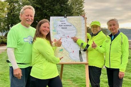 Photos courtesy of Sequim Bay Yacht Club
Sequim Bay Yacht Clubs coxed quad team includes, from left, Ron Baumgardner, Jordan Schiefen, Gail Clark and Lynn Gilles, all of Sequim.