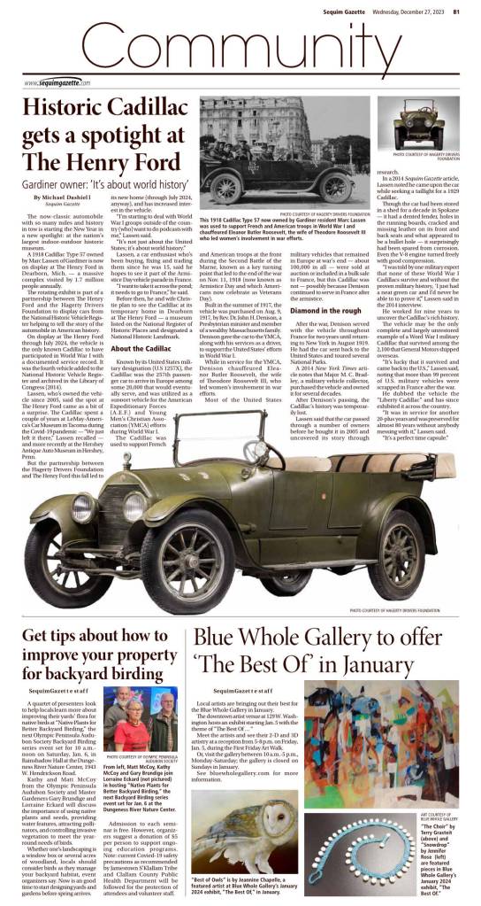 The Sequim Gazettes Dec. 27, 2023 feature page took second place in the Feature Page Design category at the Washington Newspaper Publishers Associations 2024 Better Newspaper Contest.