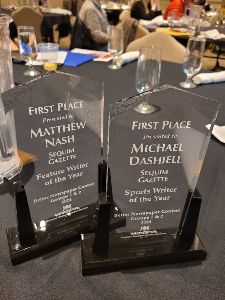 Sequim Gazette staff photo / Sequim Gazette reporter Matthew Nash earned Feature Writer of the Year and Gazette editor Michel Dashiell earned Sportswriter of the Year in the 2024 Better Newspaper Contest.