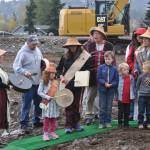 Sequim Gazette photo by Matthew Nash/ Jamestown SKlallam Tribe members and descendants sing a song during the groundbreaking ceremony for The Jamestown Evaluation and Treatment Center on Oct. 18.
