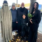 Sequim Gazette file photo by Matthew Nash
Last Halloween, the Addams Family, from left, Cousin Itt (Greg Good), Grandmama (Erica Harris), Uncle Fester (Erik Good), Morticia (Nikki Sather) and Wednesday (Stella Good) trick-or-treat during the Sequim Merchants annual event. It returns 3-5 p.m. Thursday, Oct. 31 in and near downtown Sequim.