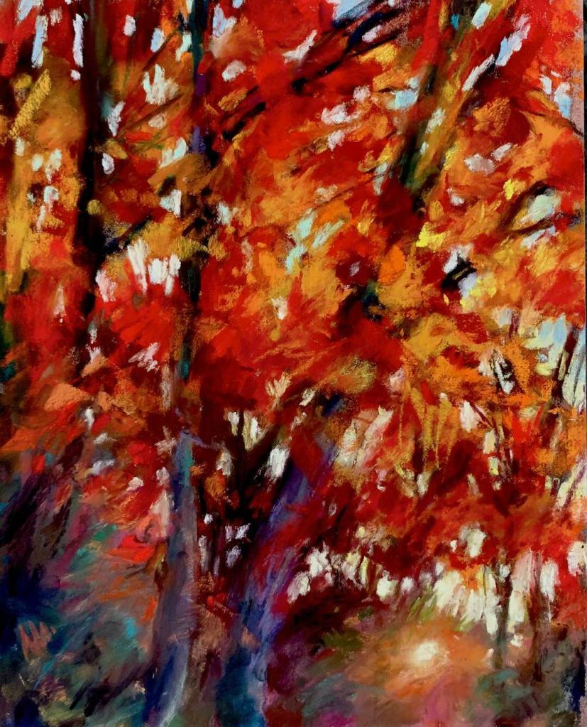 Artwork courtesy of Anne Milligan
Autumn Rise by Anne Milligan, who shares her Sequim gallery with featured artist Suzan Noyes this month.