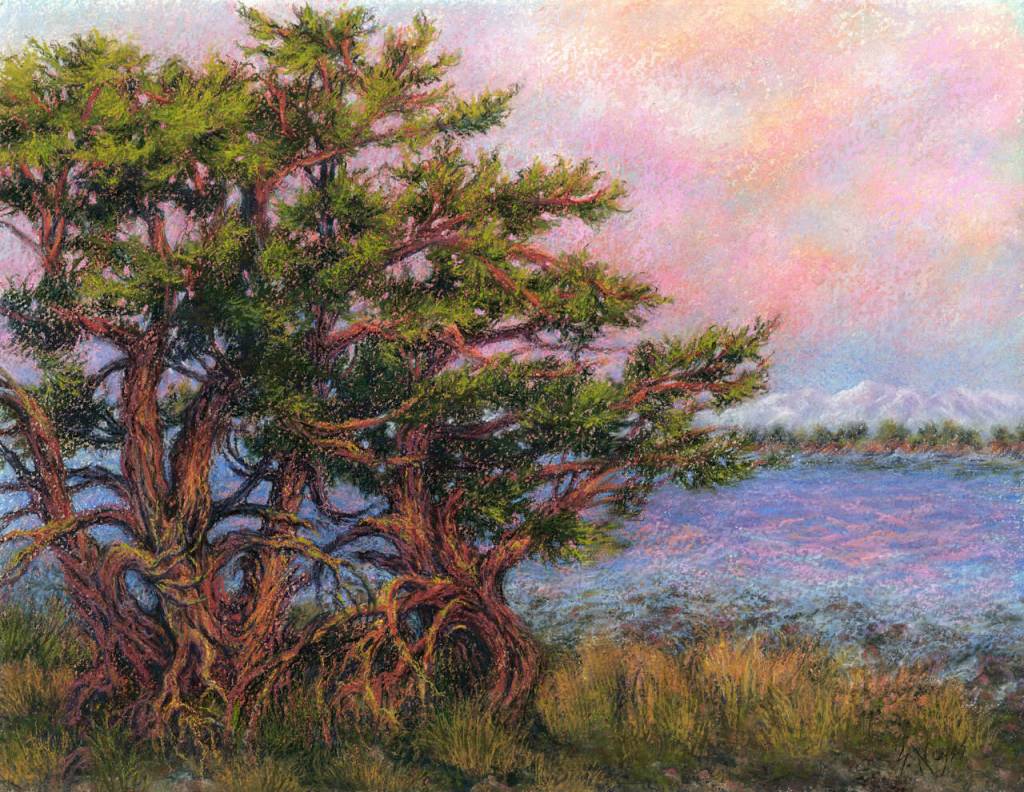 Artwork courtesy of Suzan Noyes / Sky Blue Pink by Suzan Noyes, whose artwork will be on display alongside Anne Milligan at the A. Milligan Art Studio & Gallery this month.