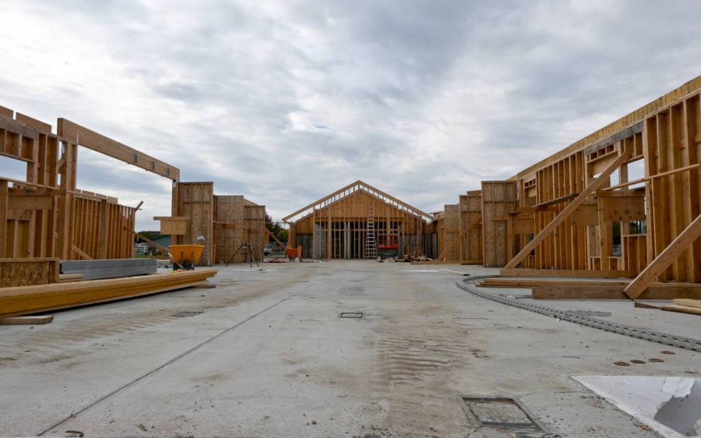 Sequim Gazette photo by Michael Dashiell / The foundation and most walls for the multi-million-dollar expansion of the Sequim Library is complete. North Olympic Library System officials expect the facility to be ready to re-open in spring 2025.