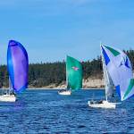 Photo courtesy of Sequim Bay Yacht Club / Racing in the Reach & Row for Hospice sailing regatta on Sequim Bay on Sept. 21 are WindChild, Jomo and Litonya.