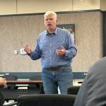 Sequim Gazette photo by Matthew Nash/ Kevin Van De Wege, a candidate for the Commissioner for Public Lands, speaks at a forum on July 25 for the Olympic Peninsula Fire Commissioners Association in Carlsborg. Van De Wege last week resigned his state senate seat.
