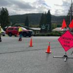 Photo courtesy Chris Turner, Clallam County Fire District 3/ A semi-truck driver is uninjured after an SUV allegedly failed to yield while turning west onto U.S. Highway 101 from 7 Cedars Casino on Oct. 4. The SUVs passenger was flown to Harborview Medical Center, and the driver was taken to Olympic Medical Center in Port Angeles and later arrested under suspicion of driving under the influence, reports Washington State Patrol.