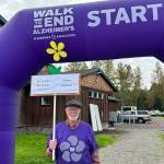 Art Moore with St. Lukes Episcopal Church begins the Walk to End Alzheimers on Oct. 5. He was one of 120-plus participants in the event in Carrie Blake Community Park.