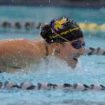 Sequim Gazette photo by Michael Dashiell / Sequims Melia Nelson competes in the 200 individual medley in the Wolves Oct. 9 home meet against East Jefferson. Nelson won the event by more than 10 seconds with a 2:42.26 finish.