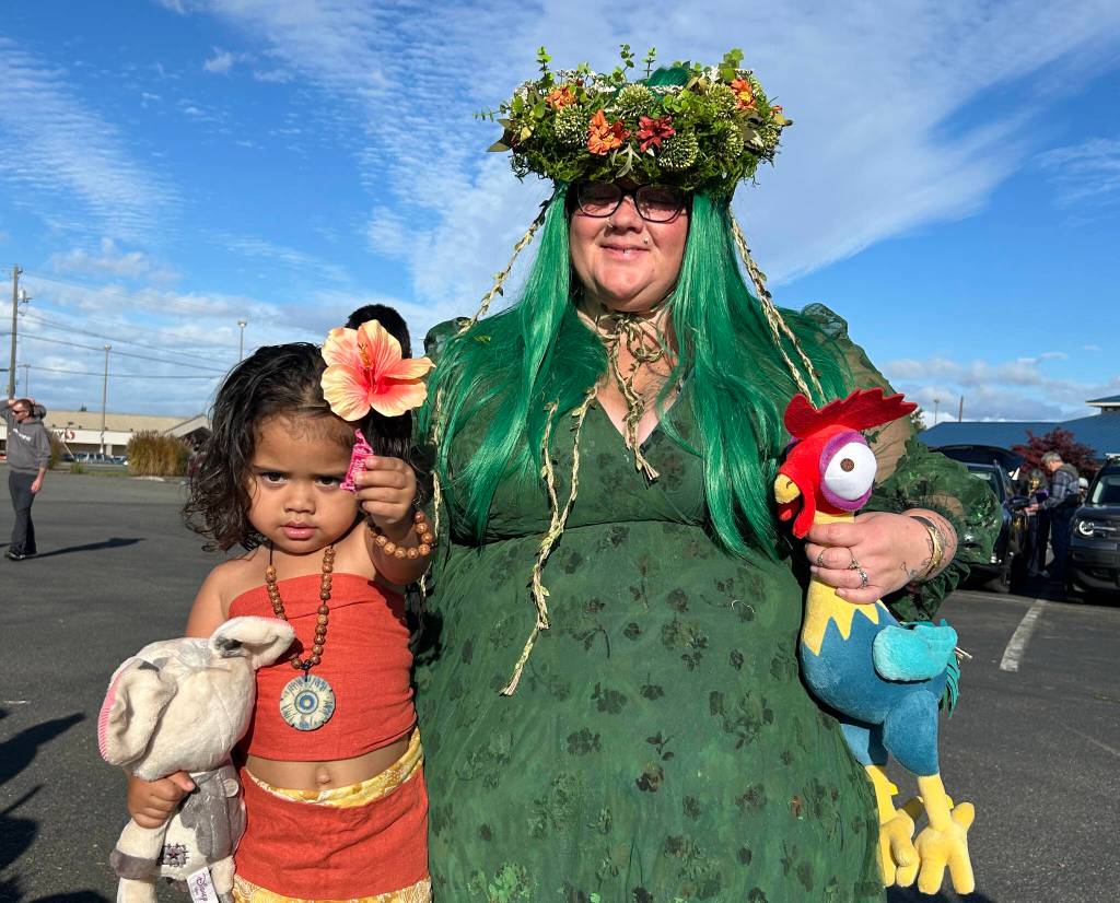 Avani, 2-and-a-half, and her mom Leslie Welch dress as Moana and Te Fiti from the popular Disney film Moana for the Rat Racers Trunk-or-Treat on Oct. 26.