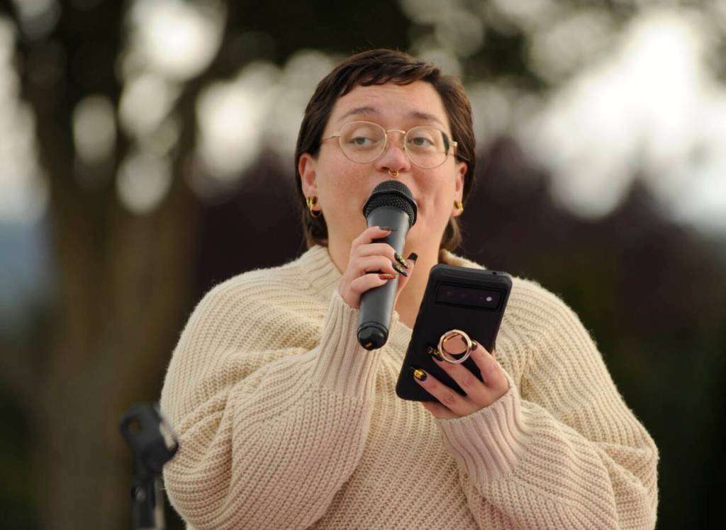 Sequim Gazette photo by Michael Dashiell / Rachel Anderson, Sequims deputy mayor, recognizes the contribution of Ruth McCord and her family at a park dedicated in her honor at a park dedication ceremony on Oct. 25.  understood that the greatest legacies are the ones that give back, Anderson said.