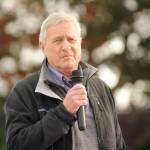 Sequim Gazette photo by Michael Dashiell / State Rep. Steve Tharinger (D-Port Townsend) speaks at a park dedication in Sequim on Oct. 25. In a town like Sequim, any piece of property thats not developed will become more and more important, he said.