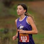 Sequim Gazette photo by Michael Dashiell / Sequim freshman Marea Denton races to a 15th place finish at the Olympic League finals last week, helping SHS take third place.