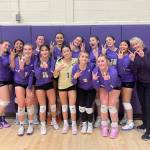 Photo courtesy of Sequim High volleyball
Sequim High Schools varsity volleyball squad celebrates a big win over rival North Kitsap in Poulsbo on Oct. 24.