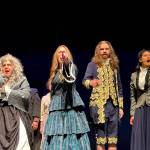 Cast members rehearse one of the many songs for Ghostlight Productions Sweeney Todd, set for Oct. 31-Nov. 9 at Sequim High School. Actors say the show has rich music and lyrics, and that its humor makes it much lighter than the movie version.