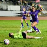 Photo by Daniel James
Sequims Amara Gonzalez puts a shot on goal in the Wolves 13-1 home win over Bremerton on Oct. 29.