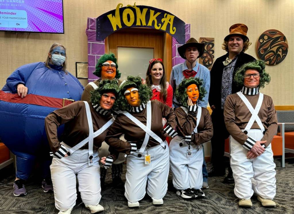 Photo courtesy of Jamestown Health Clinic/ Staff at Jamestown Family Health Clinic dress as characters from Willy Wonka and the Chocolate Factory.