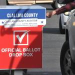 Sequim Gazette photo by Matthew Nash/ A voter drops off his ballot the morning of Election Day, Nov. 5 at the Sequim ballot box at 651 W. Washington St.