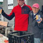 Photo courtesy Sequim Sunshine Rotary/ Eric Manherd and Richard Beem with the Sequim Sunshine Rotary volunteer at the Sequim Food Bank.