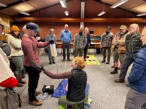 Photo courtesy of Clallam County Sheriffs Search and Rescue Team / Instructor April Grisetti of Peninsula Wild Med foreground, leads a two-day Wilderness First Aid training course in early November.