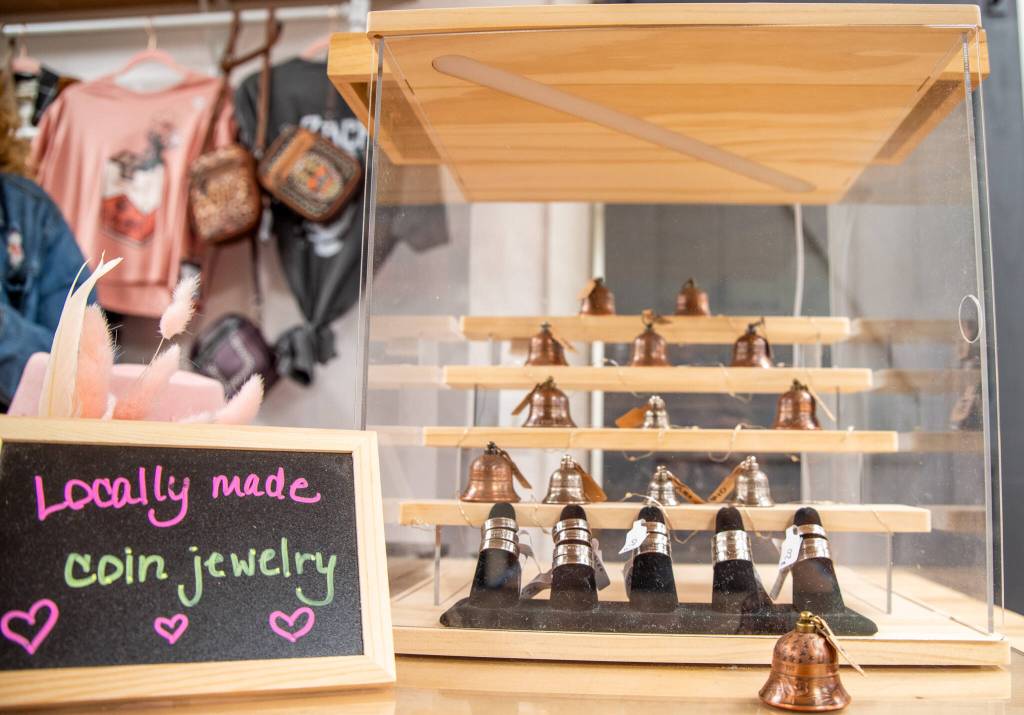 Sequim Gazette photo by Emily Matthiessen/ Coinery by Kevin and Nicole Brewer are some of the local crafts Western Wanderer Boutique offers.