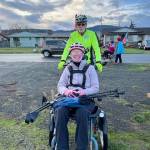 Photo courtesy Tom Coonelly/ Lelani Sundt continued her streak of participating in all 14 Cranksgiving rides on Nov. 23. Despite having a hip replacement, she was able to ride on with the Sequim Wheelers.