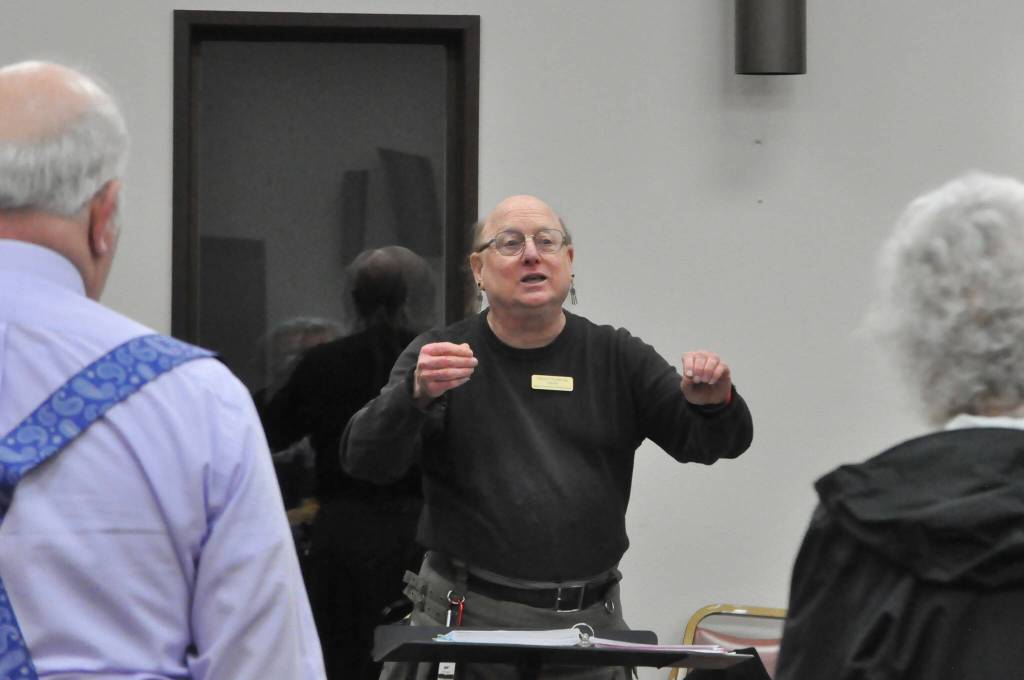 Sequim Gazette photo by Matthew Nash/ In his second year leading the Sequim Community Christmas Chorus, Steven Humphrey said its been a labor of love and hes left rehearsals so happy he feels like hes floating five feet off the ground.