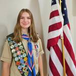 Photo courtesy Peter Craig
Grace Kathol of Port Angeles earned her eagle scout rank through Scouts BSA Troop 7498 that meets in Sequim Elks Lodge. Shes the second girl on the North Olympic Peninsula to earn the distinction.