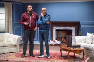 Sequim Gazette Photo by Emily Matthiessen
Sean and Bill Stone, son and father actors, take a turn on stage as businessmen friends in Olympic Theatre Arts upcoming production The Rented Christmas.