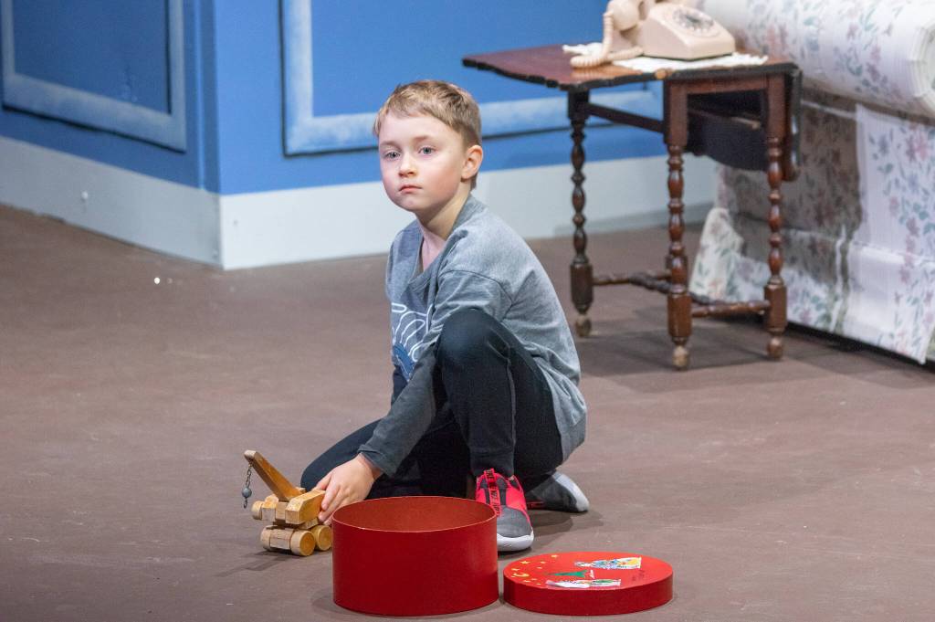 Sequim Gazette Photo by Emily Matthiessen/ Seven-year-old Liam Patterson plays an orphan in OTA's upcoming production, "The Rented Christmas," directed by Christy Holy.