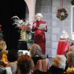 Sequim Gazette photo by Matthew Nash/ Sandra Berryhill-Huish, vice-president of the Sequim-Dungeness Hospital Guild board, thanks Thrift Shop volunteers at the groups annual luncheon on Dec. 13 in Olympic Theatre Arts.