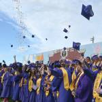 Sequim Gazette photo by Michael Dashiell / Sequim High Schools Class of 2024 celebrates following the conclusion of their graduation ceremony at Stáʔčəŋ Stadium on June 14. Almost 170 of the approximate 180 SHS graduates participate in the ceremony.