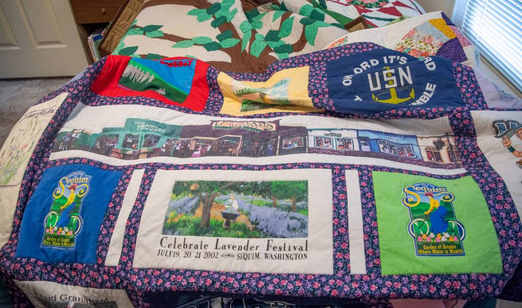 Sequim Gazette photo by Emily Matthiessen
Robirts made this quilt for her now-deceased husband from T-shirts and other memorabilia he loved. He was a big fan of Lehmans store.