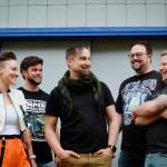 Sequim Gazette photo by Elijah Sussman 
SuperNostalgic, from left, Sadie Sprenger, Adam Bettger, Jeremy Pederson, Branden Bettger, and Michael Echternkamp stand together before the May 4 show at Sequims Elks Club.
