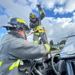 Photo courtesy Beau Sylte, CCFD3
Firefighters with Clallam County Fire District 3 train for a vehicle extrication at an undisclosed time in 2024. Staff said there are a number of pieces of equipment and techniques they use to stabilize, open up, and manipulate smashed cars in order to rescue the occupants.