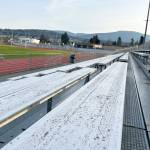 Sequim Gazette photo by Matthew Nash
A part of the Sequim School Districts proposed bond includes improvements to its stadium bleachers to make them Americans with Disabilities Act (ADA) accessible. Other improvements could include new or renovated bleachers, resized track, improved field, and more.